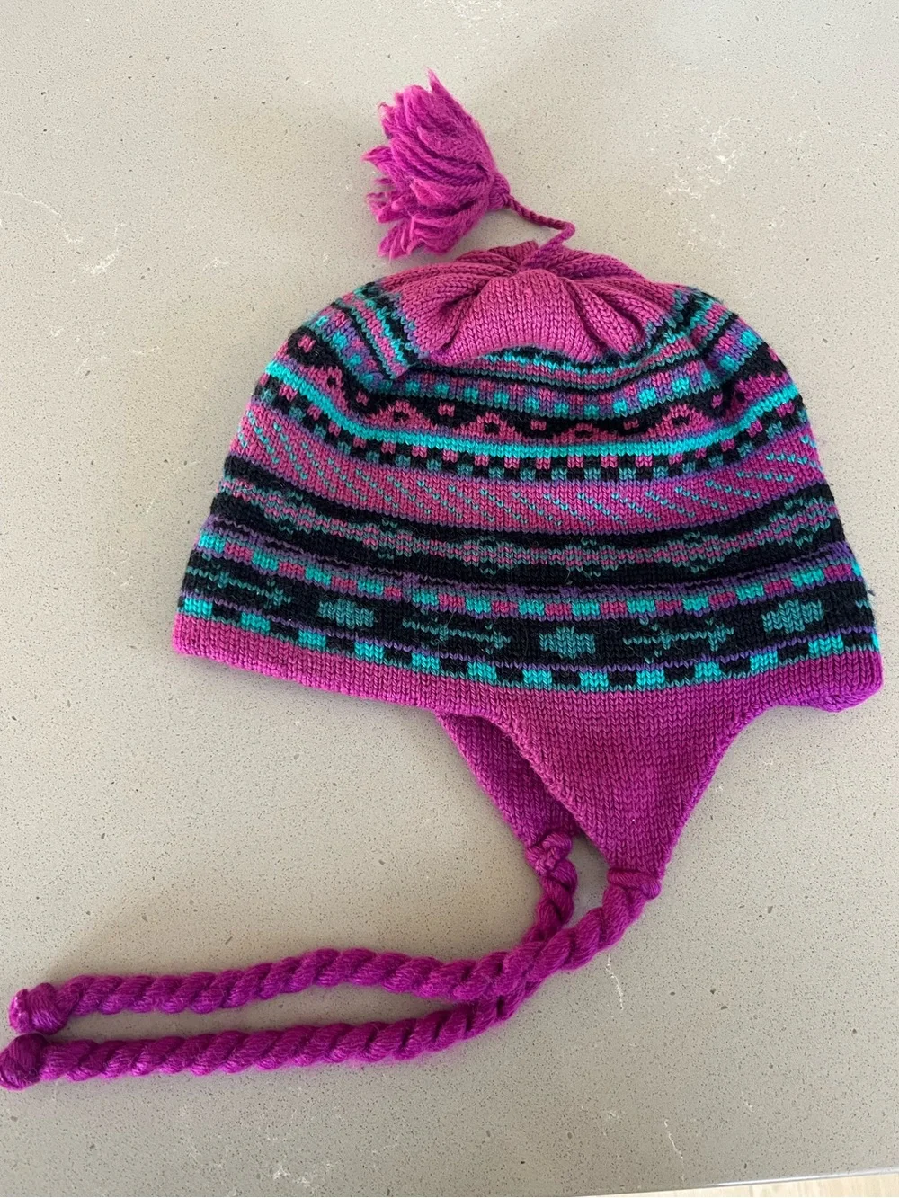 Vintage Verbier Winter Beanie Ear Flaps Tassel 100% Wool Women’s Made in Canada